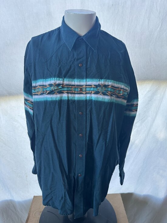 Roper Other - Roper Men's Dark Teal Cyan White Beige Pearl Snap Men's LS Button Front Shirt La
